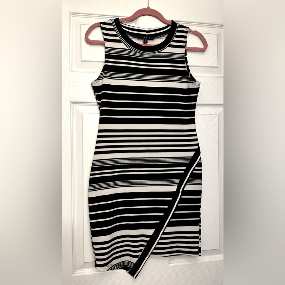 Black and white thigh high dress